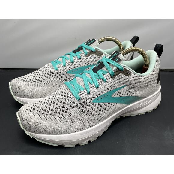 BROOKS REVEL Grey Aqua Green Running Race Shoes Womens Size 10 Fast Ship - Picture 4 of 12